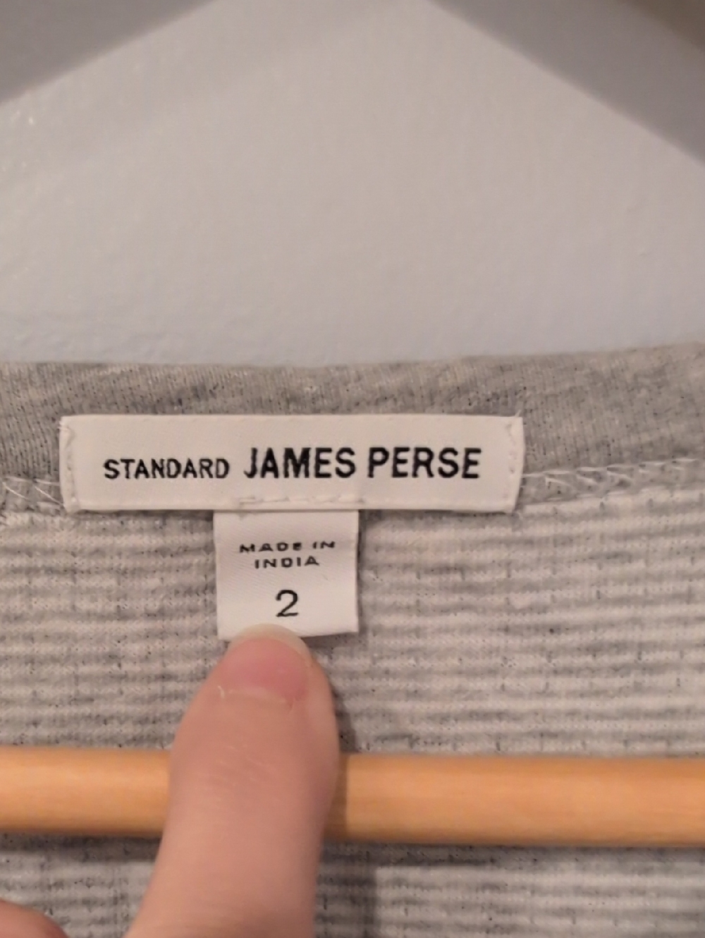 Standard James Perse Grey White Striped Double Layered Cotton Crewneck Size 2 - Picture 2 of 4